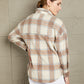 Plaid Half-Zip Collared Curved Hem Sweatshirt