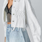 Tassel Sequin Letter Long Sleeve Denim Jacket