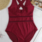 Crisscross Plunge Wide Strap One-Piece Swimwear