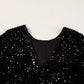 Sequin Round Neck Long Sleeve Blouse