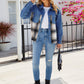 Plaid Button Up Long Sleeve Denim Jacket