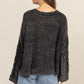 Cable Knit V-Neck Dropped Shoulder Oversized Sweater