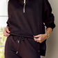 Half Zip Turtleneck Long Sleeve Top and Pants Set