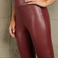 PU High Waist  Straight Pants