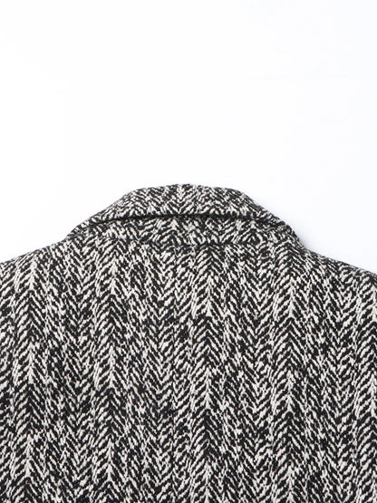 Contrast PU Leather Spliced Long Sleeve Coat