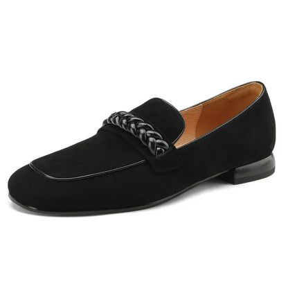 Woven Strap Round Toe Loafers