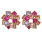 Golden Diamond Heavy Industry Maze Square Earrings for Women's Super Flash Trendy Dinner Earrings