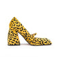 Leopard Square Toe Block Heel Shoes