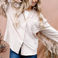 Fringe Back Detailed Button Down Shacket