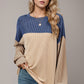 Contrast Round Neck Long Sleeve T-Shirt