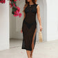 Cutout Openwork Round Neck Sleeveless Cover-Up