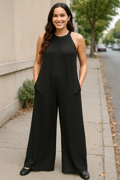 Tie Back Cutout Sleeveless Jumpsuit