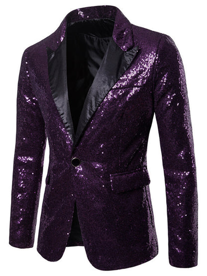 Sequin One Button Blazer