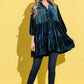 Fringe Detailed Velvet Shirt Dress