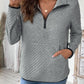 Texture Half Zip Long Sleeve Sweatshirt