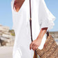 Ruffled V-Neck Half Sleeve Cover Up