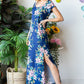 Heimish Full Size Floral Short Sleeve Slit Dress