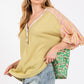 SAGE + FIG Color Block Bubble Sleeve Top