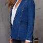 Collared Neck Long Sleeve Denim Jacket