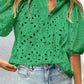 Eyelet Button Up Half Sleeve Blouse