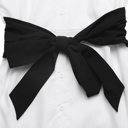 Contrast Bow Detail Midi Dress