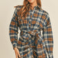 Plaid Flannel Front Tie Button Down Shirt Dress