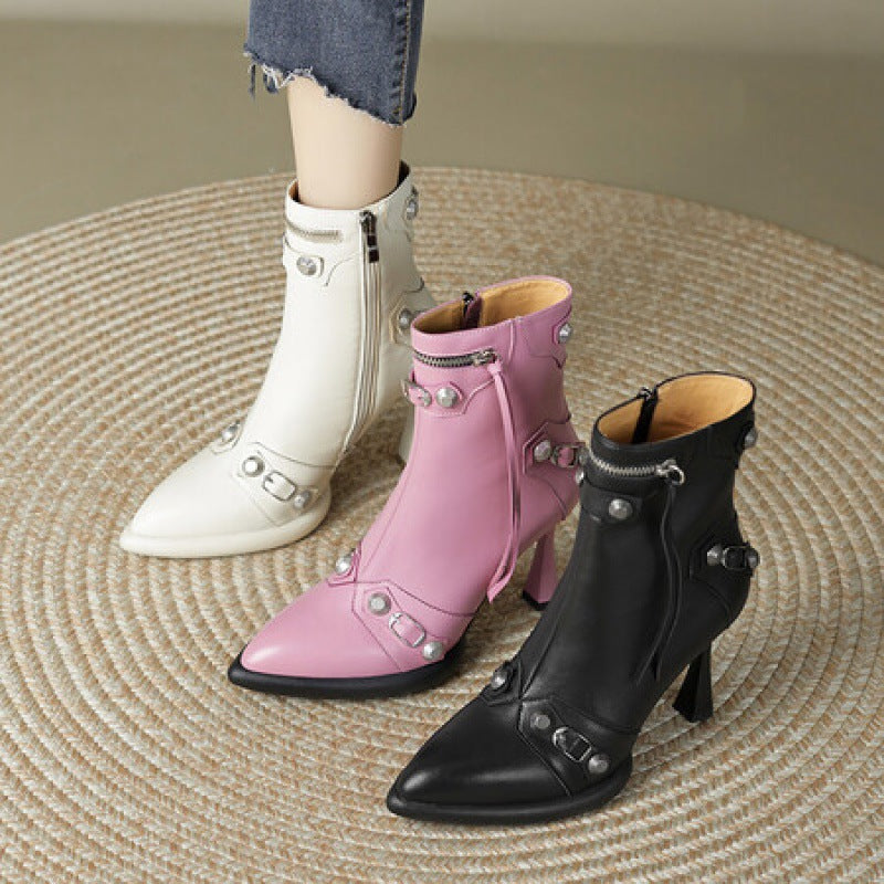 Pointed Toe Stiletto Heel Ankle Boots