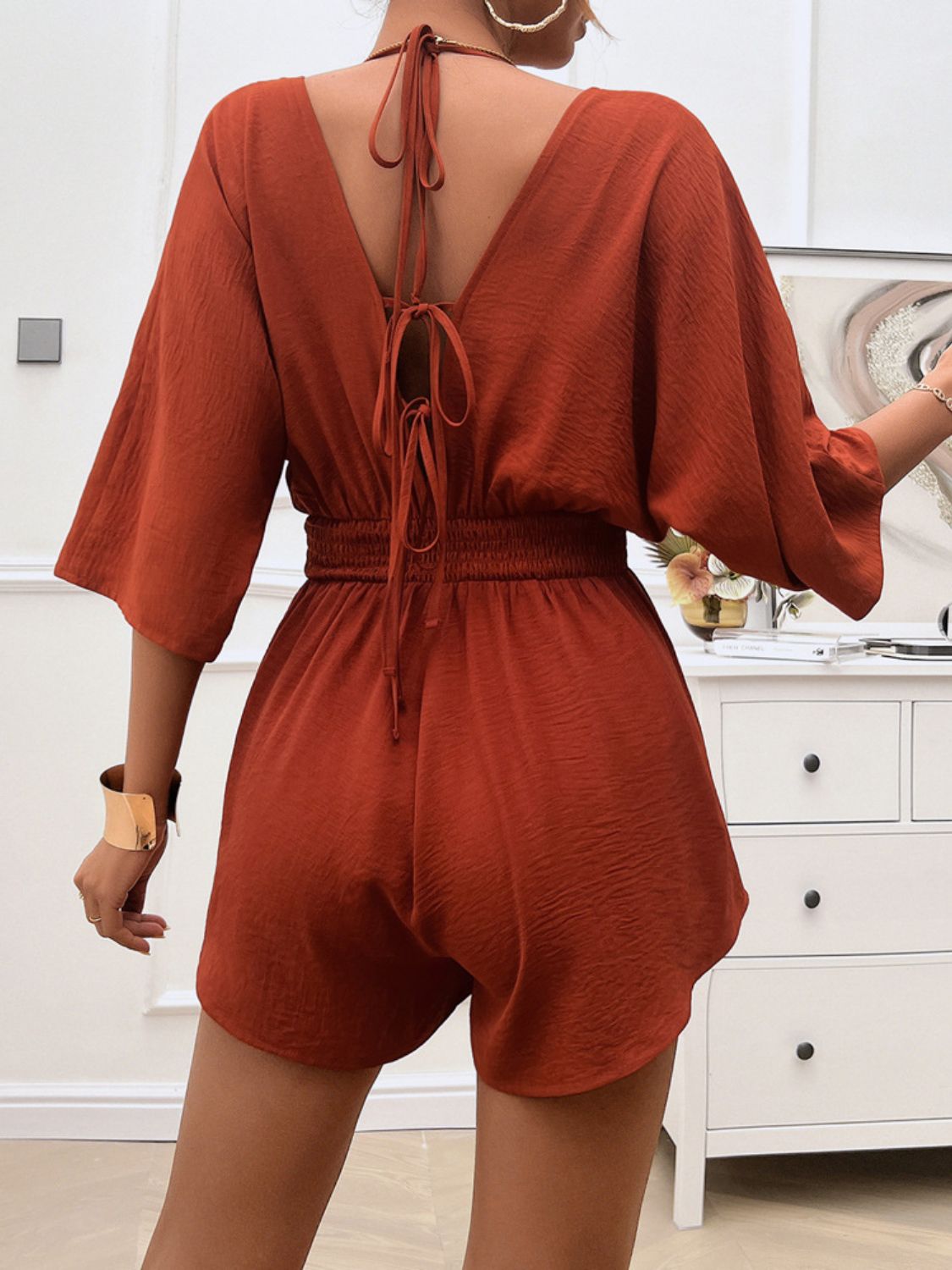 Smocked Tie Back Romper