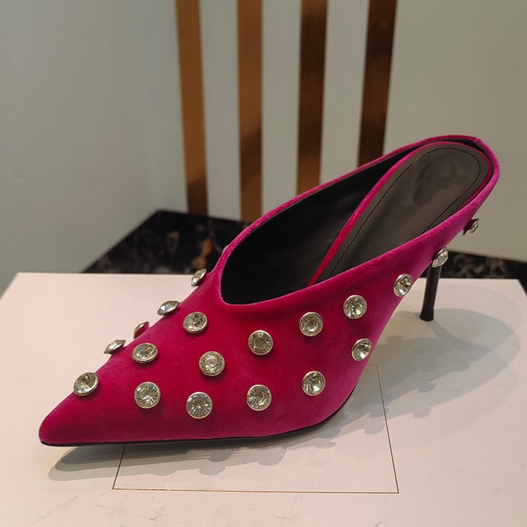 Crystal Polka Dot Pointed Toe Mules