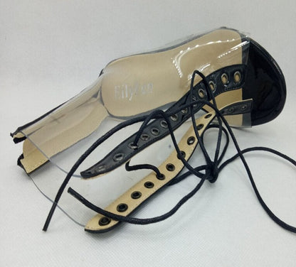 Open Toe Lace-Up Transparent Ankle Boots