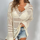 Cutout Notched Long Sleeve Cover-Up