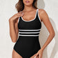 Contrast Trim Scoop Neck One-Piece Swimwear