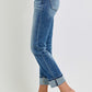 RISEN High Rise Crop Straight Roll Up Jeans