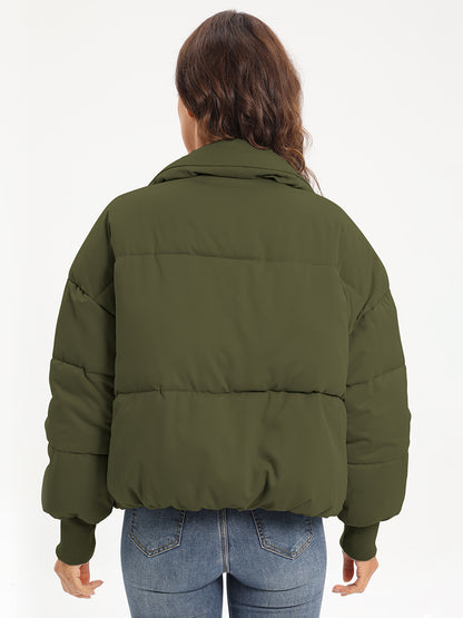 Zip Up Turtleneck Long Sleeve Puffer Jacket