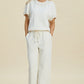 Pearl Detail Round Neck Top and Pants Set