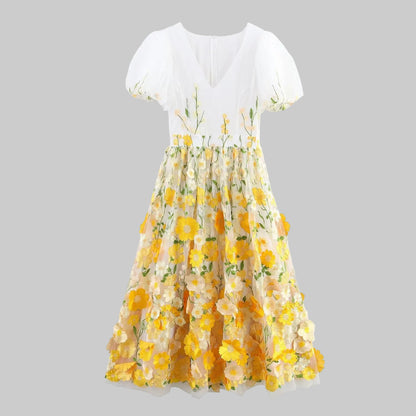Floral Patchwork Embroidered Maxi Dress