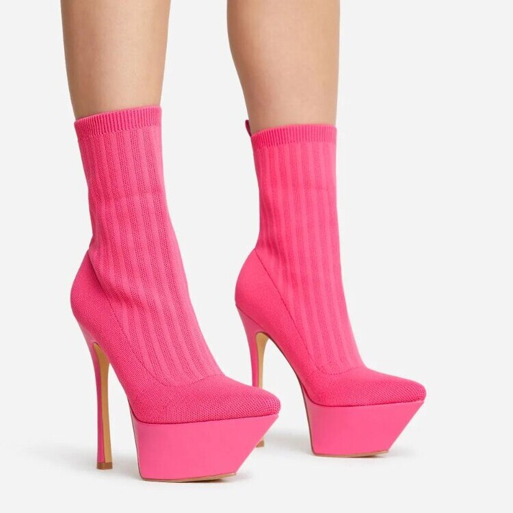 Pointed Toe Stiletto Heel Sock Boots
