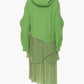 Irregular Pleated Long Sleeve Hooded Midi Dress