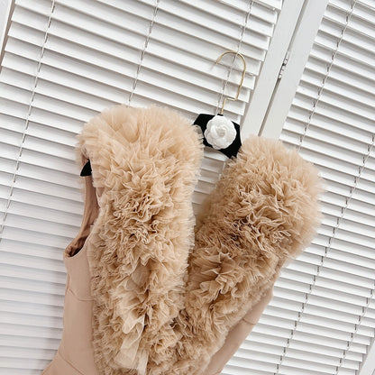 Ruffled Deep V-Neck Sleeveless Bodysuit