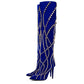 Pointed Toe Rivet Studded Knee-High Boots