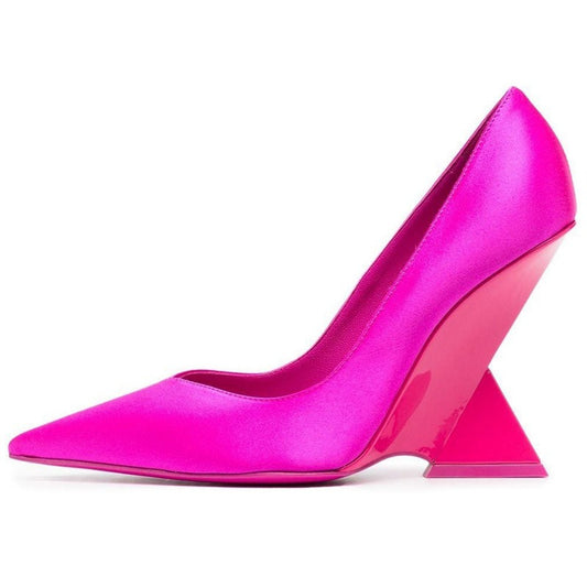 Patent Leather Pointed Toe Strange Heel Shoes