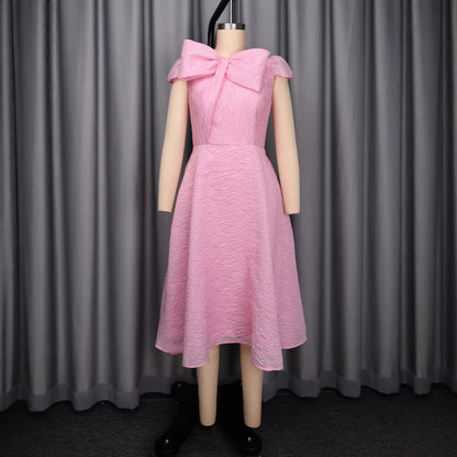 Bow Detail Cap Sleeves Midi Dress
