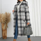 Plaid Double-Breasted Long Sleeve Longline Coat