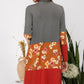 Floral Color Block Open Front Cardigan