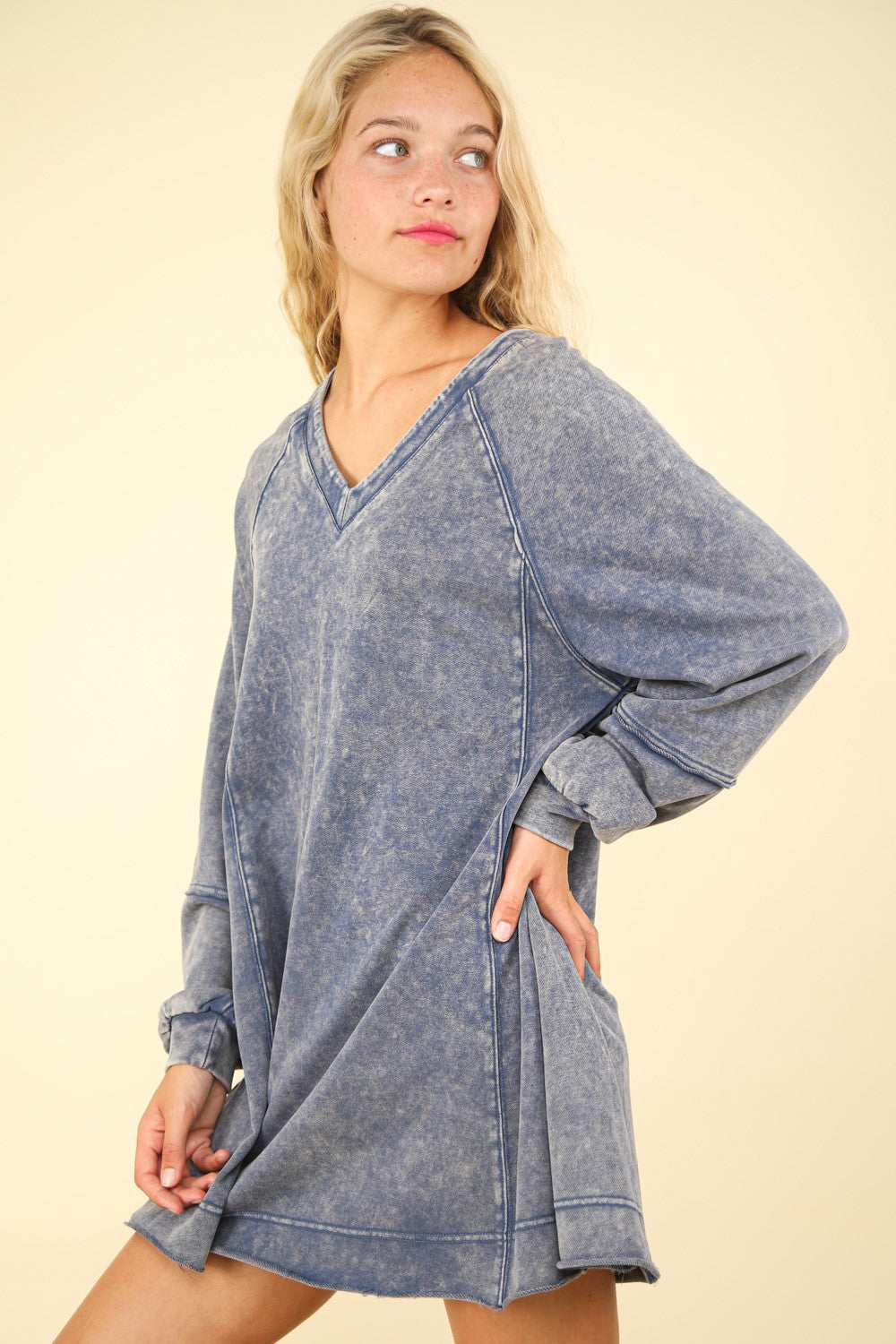 Mineral Washed Oversized A-Line Mini Dress