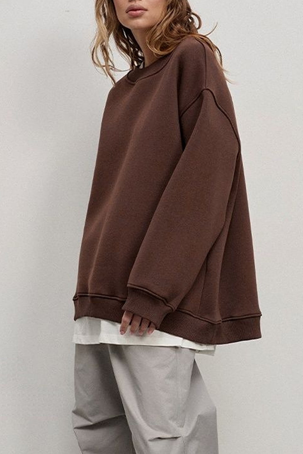 Oversize Round Neck Dropped Shoulder Sweatshirt