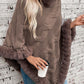 Fuzzy Hem Cable-Knit Poncho