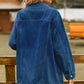 Buttoned Collared Neck Denim Jacket with Pockets