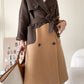 Color Block Patchwork Woolen Parka Coat