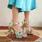 Luxury Crystal Embellished Square Heel Sandals